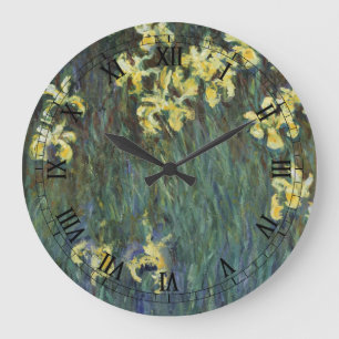 Gelbe Schwertlilien von Claude Monet, Vintage Fine Große Wanduhr