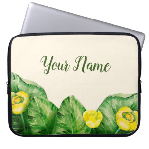 Gelbe Seerose Aquarell   Laptopschutzhülle