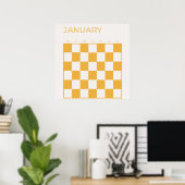 Gelbe Seite Undatiert Checkered January Calendar Poster (Heimbüro)