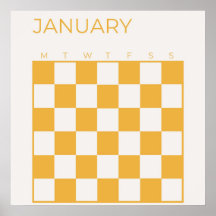 Gelbe Seite Undatiert Checkered January Calendar