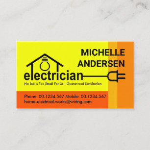 Gelbe Shades Electrician Bulb Wire Visitenkarte