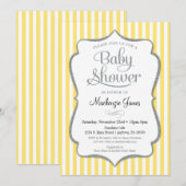 Gelbe Silber Baby Dusche Einladung neutrales Grau (Vorne/Hinten)