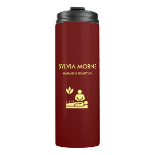 Gelbe Silhouette des modernen Wellness-Centers Thermosbecher