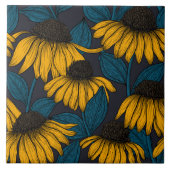 Gelbe Sitzbänke in dunkelblau Fliese (Vorderseite)