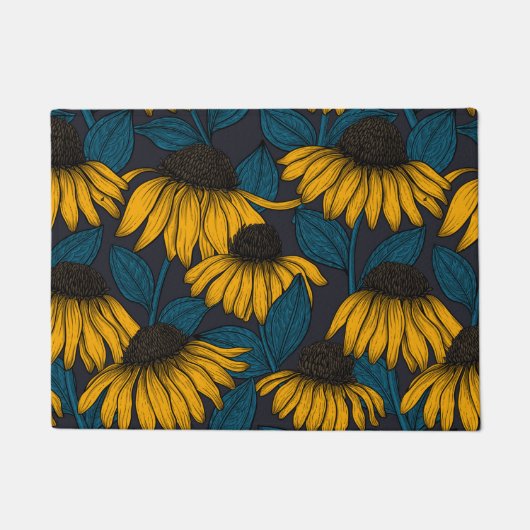 Gelbe Sitzbänke in dunkelblau Fußmatte (Vorderseite)