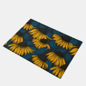 Gelbe Sitzbänke in dunkelblau Fußmatte (Schrägansicht)