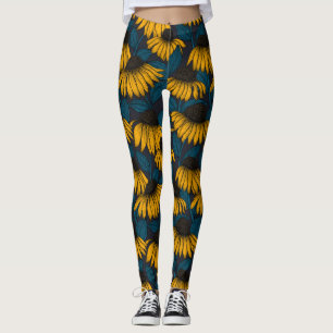 Gelbe Sitzbänke in dunkelblau Leggings
