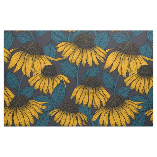 Gelbe Sitzbänke in dunkelblau Stoff (Fat Quarter (45,7 x 55,9 cm))