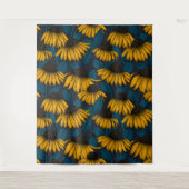 Gelbe Sitzbänke in dunkelblau Wandteppich (Vorderseite)