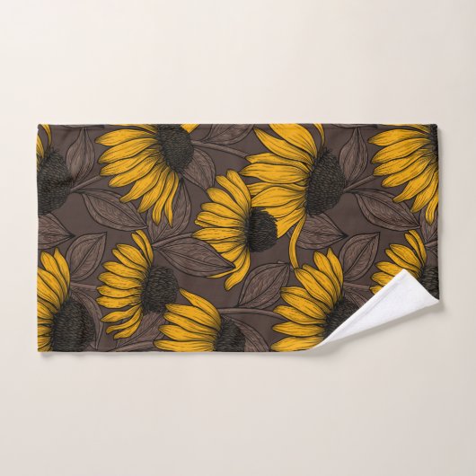 Gelbe Sitzmöbel in dunkelbrauner Farbe Badhandtuch Set (Handtuch)