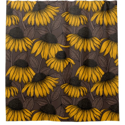 Gelbe Sitzmöbel in dunkelbrauner Farbe Duschvorhang (Vorderseite)