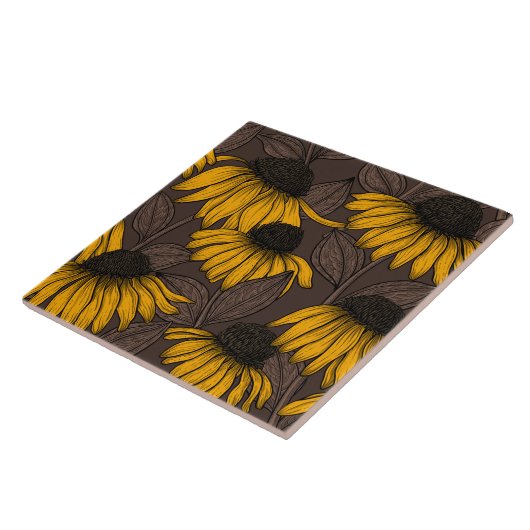 Gelbe Sitzmöbel in dunkelbrauner Farbe Fliese (Seite)