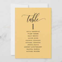 Gelbe Sitzplan-Karten mit Gästennamen