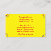 Gelbe Sketch Kinder Zeichnend Regenbogen Visitenkarte (Rückseite)