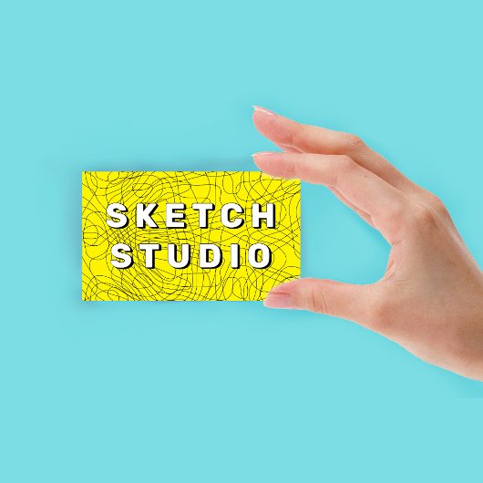 Gelbe Sketch mit handgezeichnet Prägung Visitenkarte