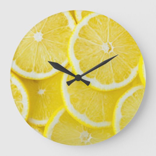 Gelbe Slice Lemons Große Wanduhr (Vorderseite)