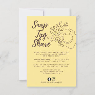 Gelbe Snap Tag Share Geschäft Dankeschön-Karte Dankeskarte