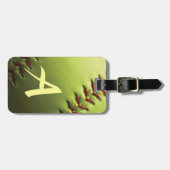 Gelbe Softball-Gewohnheit Gepäckanhänger (Vorderseite horizontal)