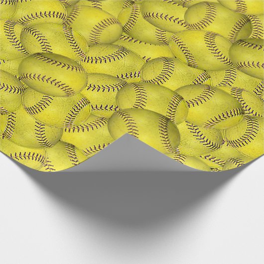 Gelbe Softball-Kollektion Geschenkpapier (Ecke)