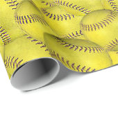 Gelbe Softball-Kollektion Geschenkpapier (Rolleneckpunkt)