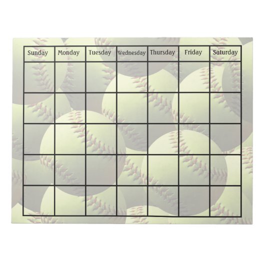 Gelbe Softball-Multiball-Kalender-Blank Notizblock (Vorderseite)