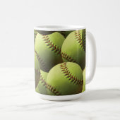 Gelbe Softball-Tapete Kaffeetasse (VorderseiteRechts)