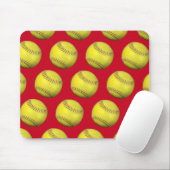 Gelbe Softballs in Rot Mousepad (Mit Mouse)