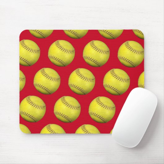 Gelbe Softballs in Rot Mousepad (Mit Mouse)
