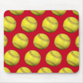 Gelbe Softballs in Rot Mousepad (Vorne)