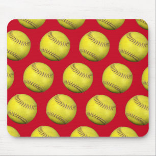 Gelbe Softballs in Rot Mousepad