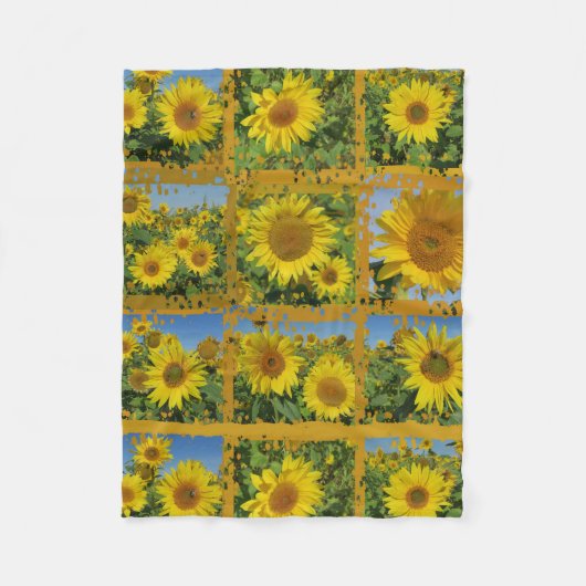 Gelbe Sommer-Blume Deckenkollage Fleecedecke (Vorderseite)
