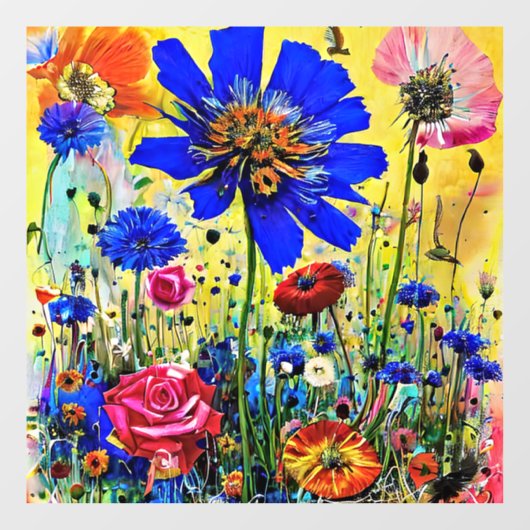 Gelbe Sommer-Blume Fensteraufkleber (Blatt)