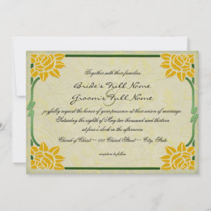 Gelbe Sommer Vintage Blume Hochzeit Einladung