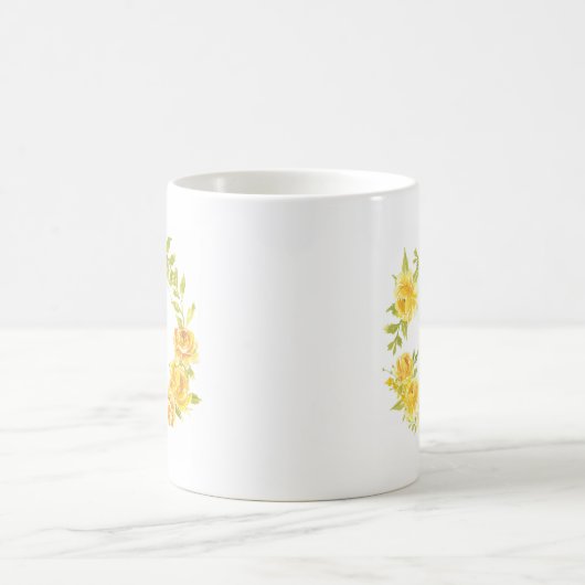 Gelbe Sommermonate Blume Wreath Monogramm Kaffeetasse (Mittel)
