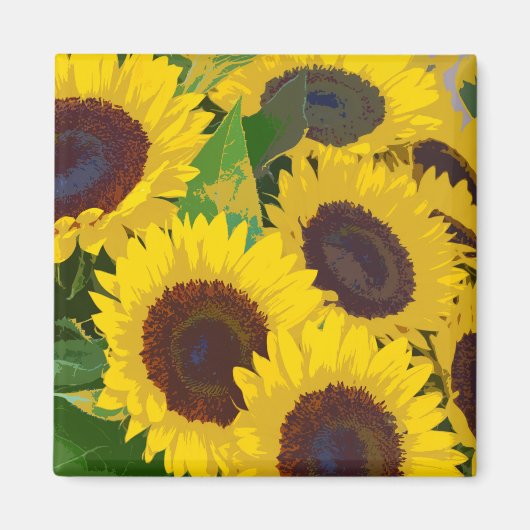 Gelbe Sommersonnenblumen drucken Magneten Magnet (Vorne)