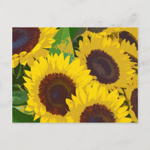 Gelbe Sommersonnenblumen Postkarte