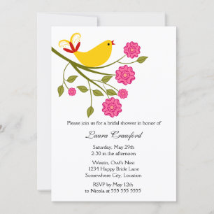 Gelbe Songbird Bridal Dusche Einladung