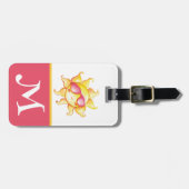 Gelbe Sonne in rosa Sonnenbrille Kid's Initial Gepäckanhänger (Vorderseite horizontal)