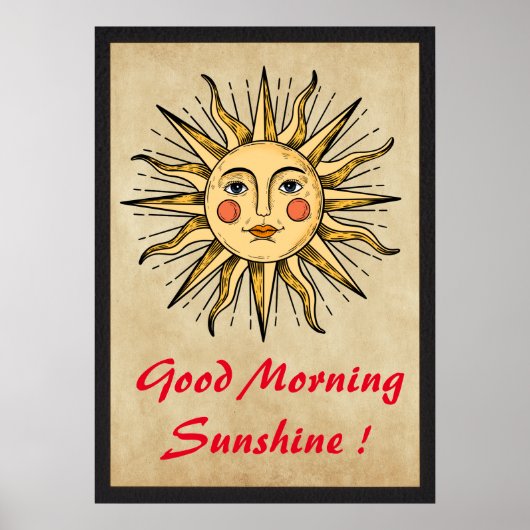 Gelbe Sonne mit einem Gesicht (Guten Morgen Sonnen Poster (Vorne)