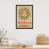 Gelbe Sonne mit einem Gesicht (Guten Morgen Sonnen Poster (Küche)