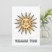 Gelbe Sonne mit Gesicht Dankeskarte (Stehend Vorderseite)
