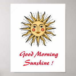 Gelbe Sonne mit Gesicht (Guten Morgen Sonnenschein Poster