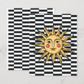 Gelbe Sonne mit Gesicht Mitteilungskarte (Vorne/Hinten)