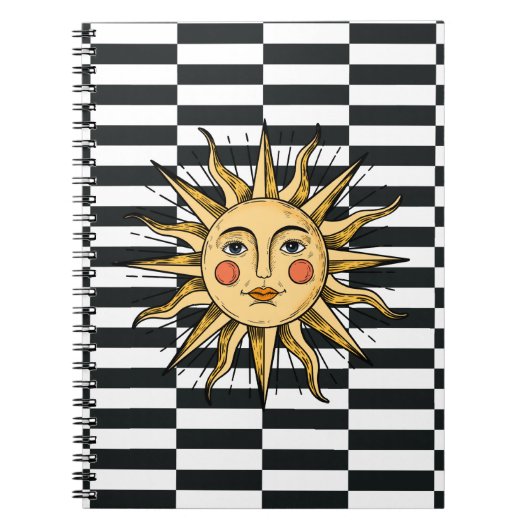 Gelbe Sonne mit Gesicht Notizblock (Vorderseite)