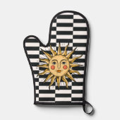 Gelbe Sonne mit Gesicht Ofenhandschuh (Vorderseite)