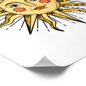 Gelbe Sonne mit Gesicht Poster (Ecke)