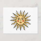 Gelbe Sonne mit Gesicht Postkarte (Vorderseite)