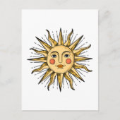 Gelbe Sonne mit Gesicht Postkarte (Vorderseite)