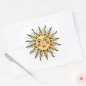 Gelbe Sonne mit Gesicht Quadratischer Aufkleber (Umschlag)