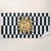 Gelbe Sonne mit Gesicht Strandtuch (Vorderseite)